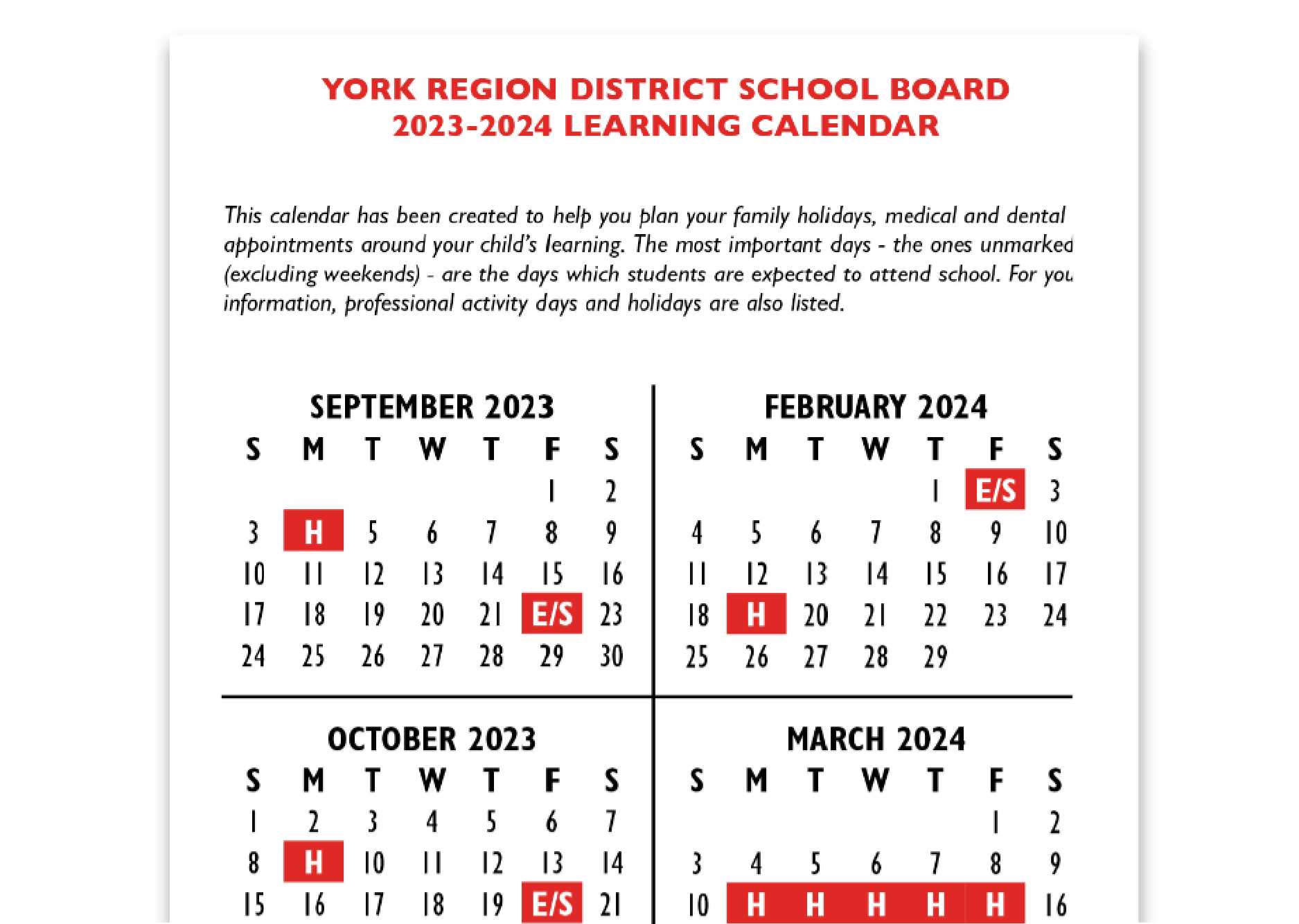 2022-2023 School Year Calendars