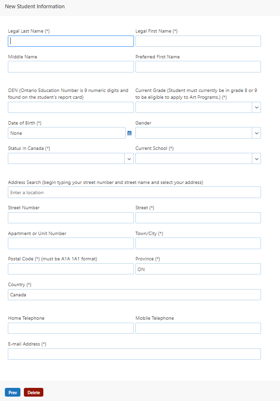 Registration: New Student Information