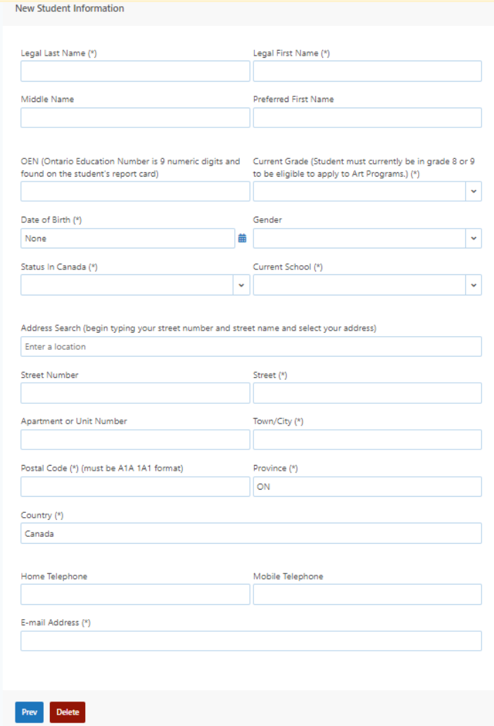 Registration: New Student Information