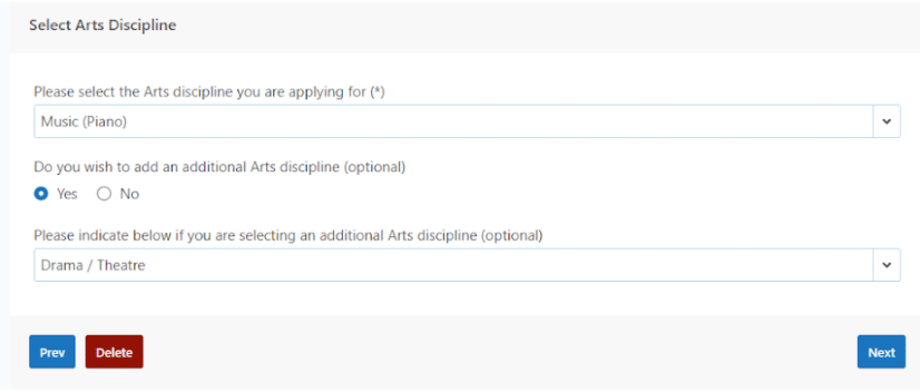 Arts Program Selection