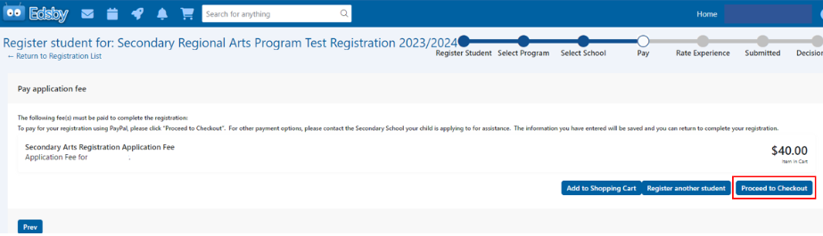 Pay Application Fee