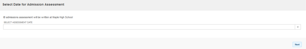 screenshot of select date for admission assessment
