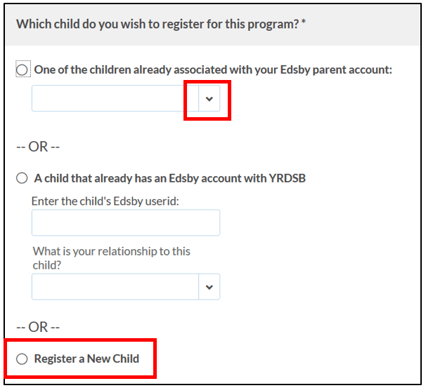 Select child to register
