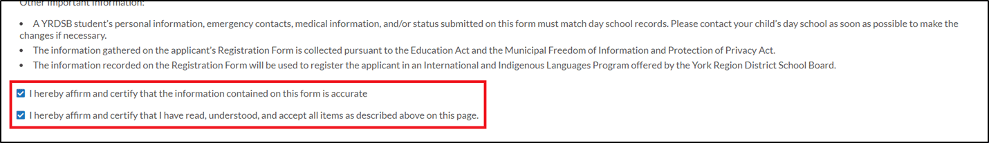 Confirm understanding of terms and conditions
