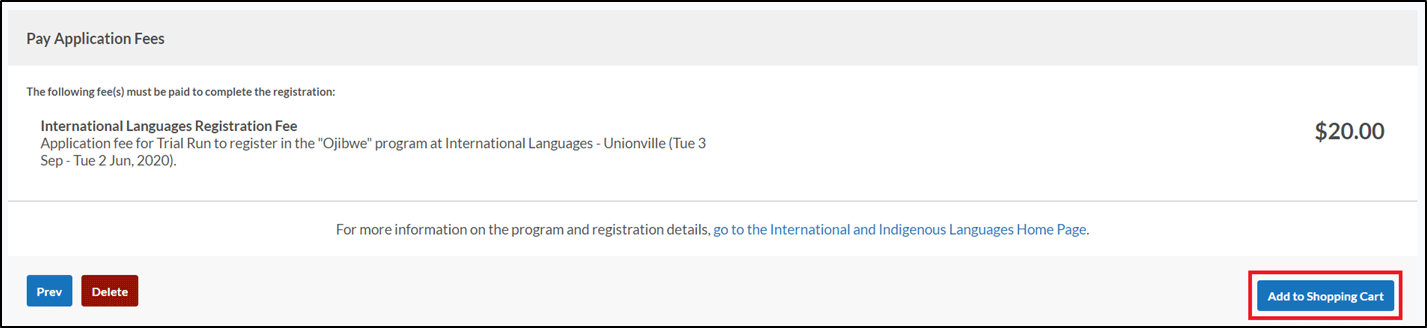 Pay Application Fees