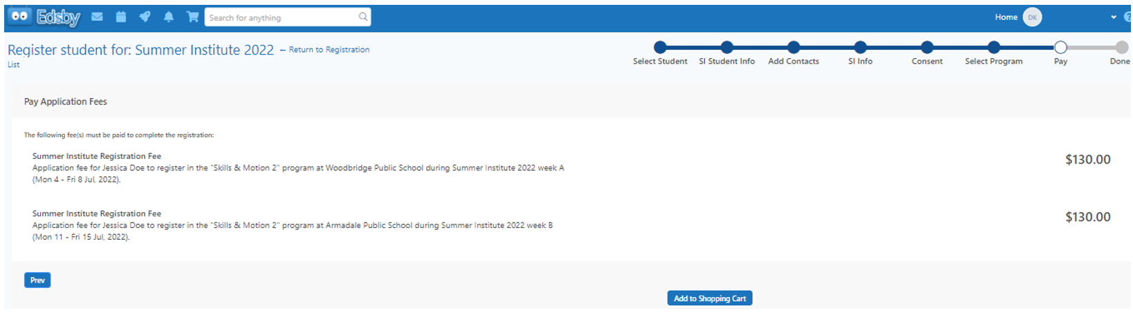 Example of Pay Fees