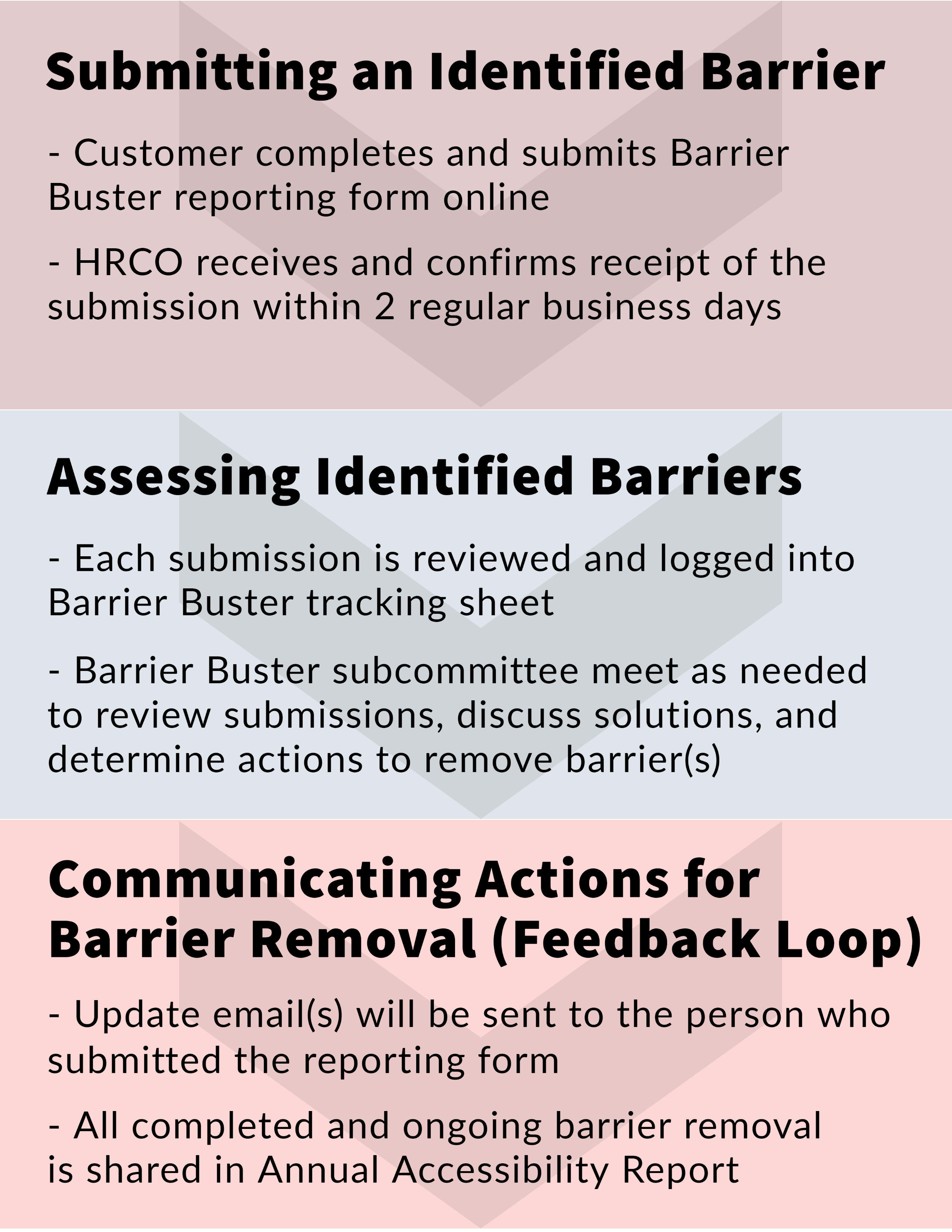 Flowchart summarizing the Barrier Buster process for York Region District School Board (YRDSB)