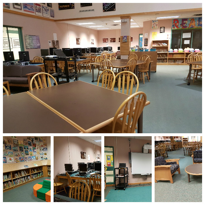 Bogart Learning Commons - tables/computers/picturebook room/smartboard/seating chairs
