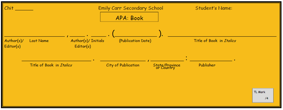APA Book Chit