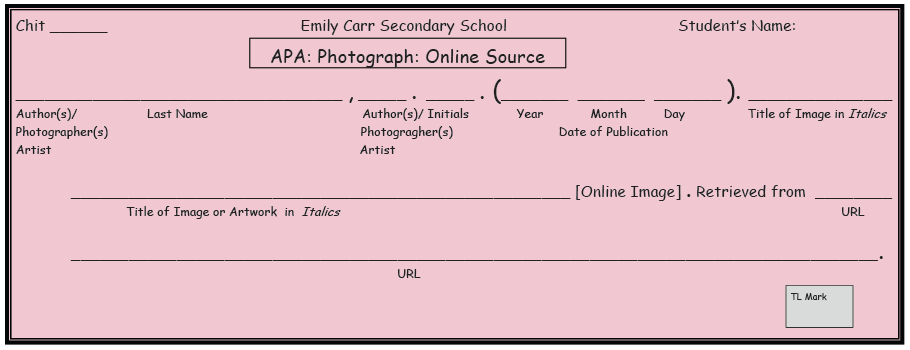 APA Online Photograph Chit