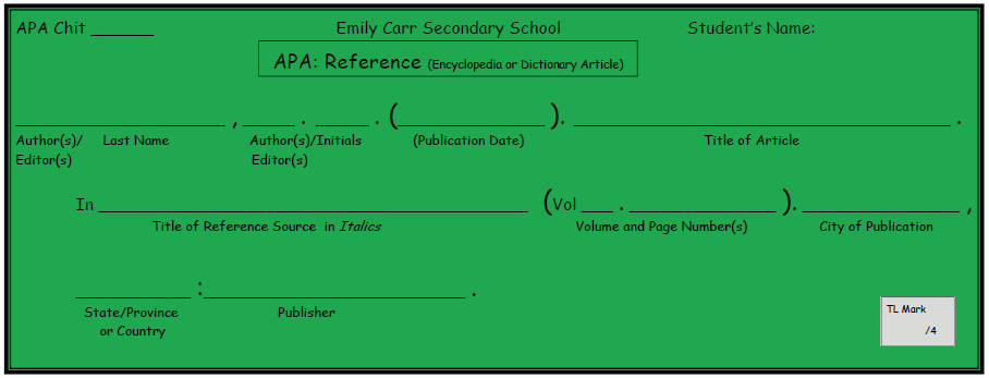 APA Reference Chit