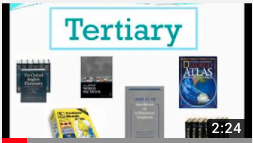 Lnk to LibGuide: Primary, Secondary & Tertiary Sources (w video ~ 2:23 min) by SCCC Library from Suffolk County CC ~ 5 Jun 2012