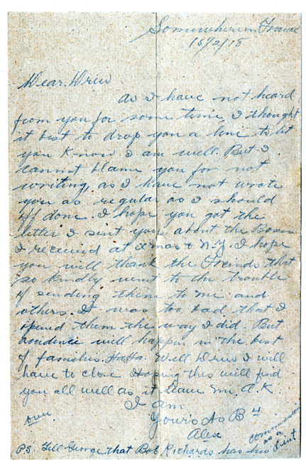 Handwritten letter, page 1
