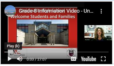 Grade 8 Open House VIDEO